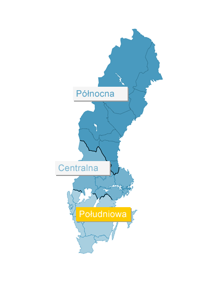 Mapka: Szwecja Południowa